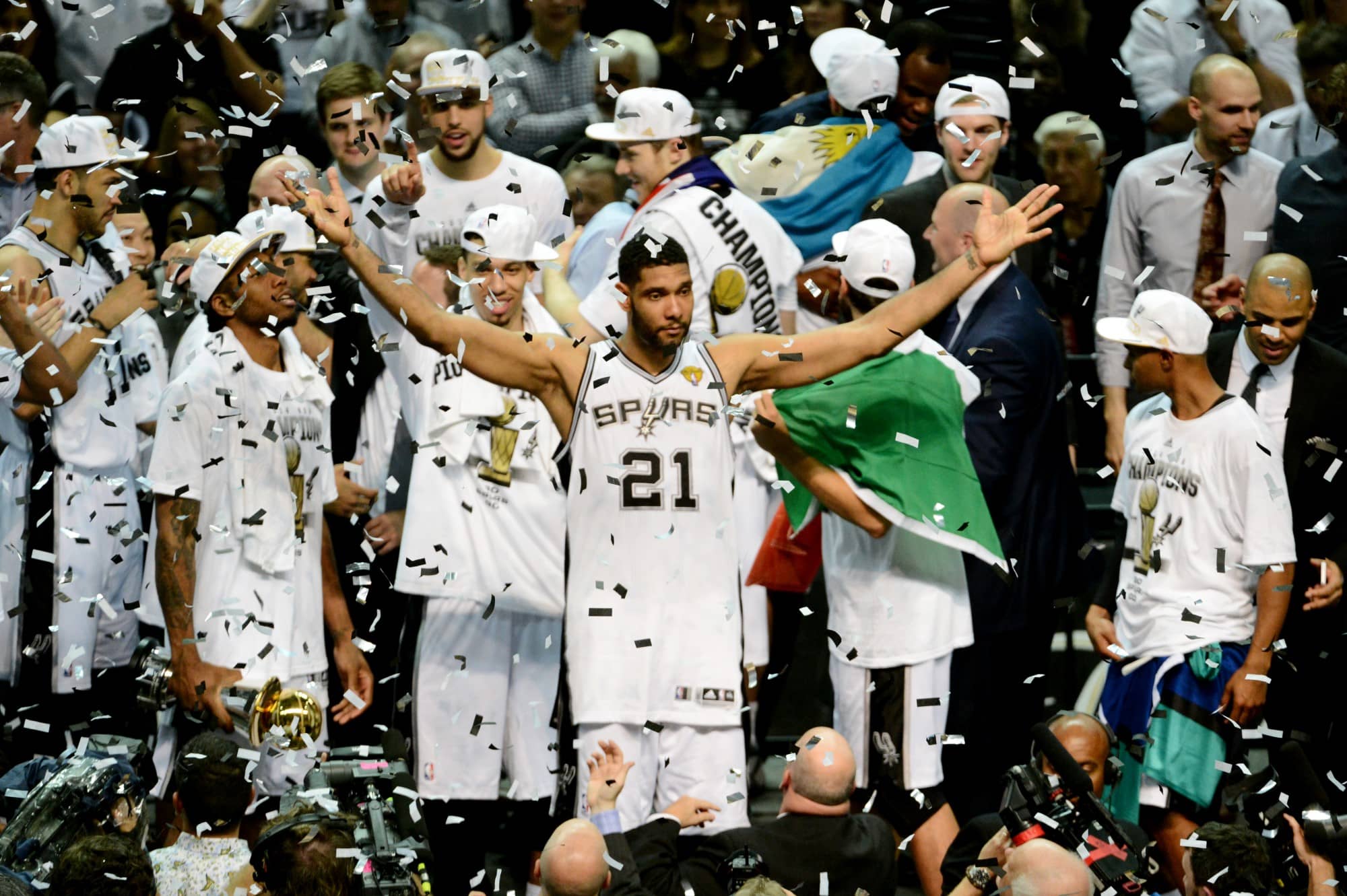 Tim Duncan celebración NBA Finals 2014
